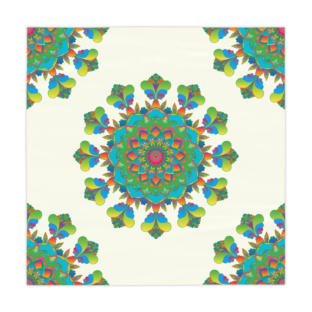 Ivory Mandala Tablecloth - Vibrant Floral Design Home Decor - Blululi