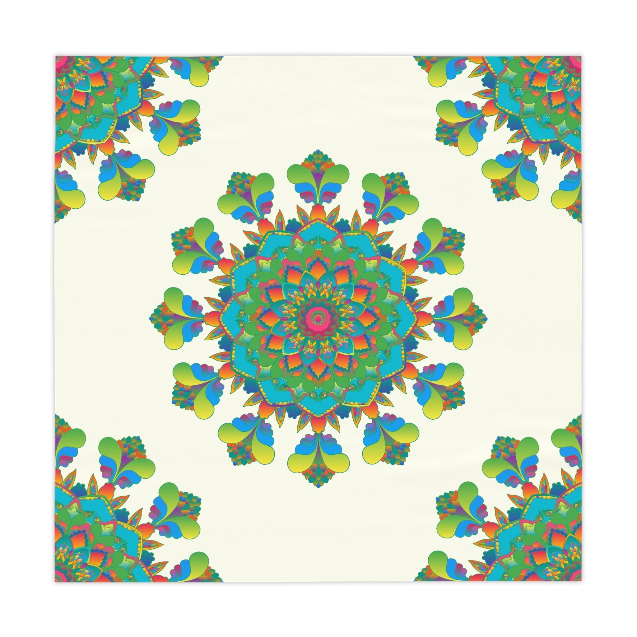 Ivory Mandala Tablecloth - Vibrant Floral Design Home Decor - Blululi