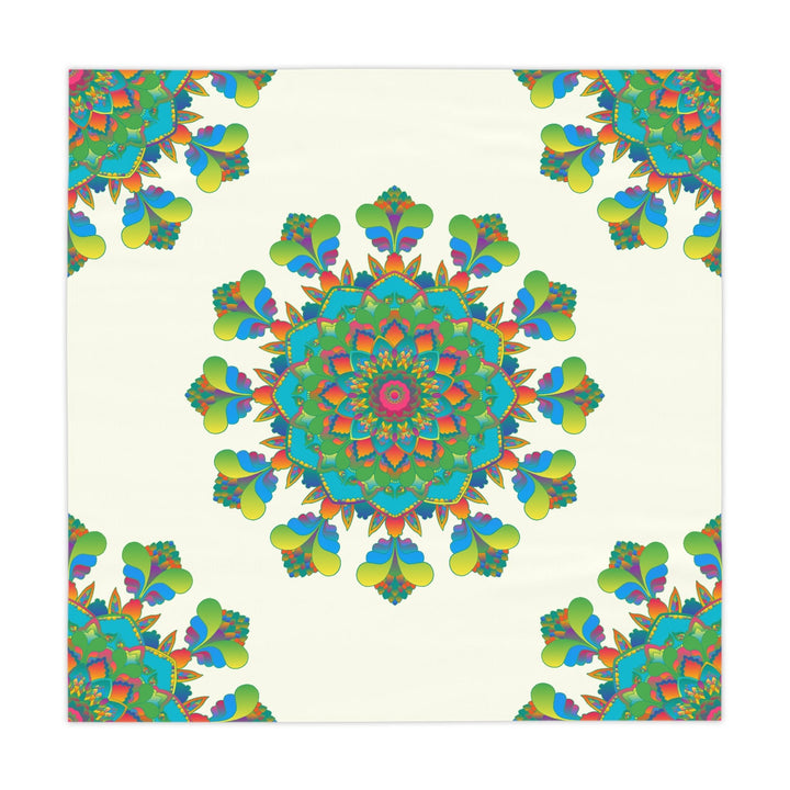 Ivory Mandala Tablecloth - Vibrant Floral Design Home Decor - Blululi