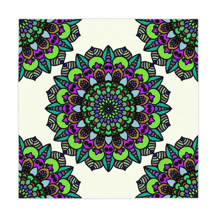 Ivory Mandala Tablecloth - Vibrant Floral Design Home Decor - Blululi
