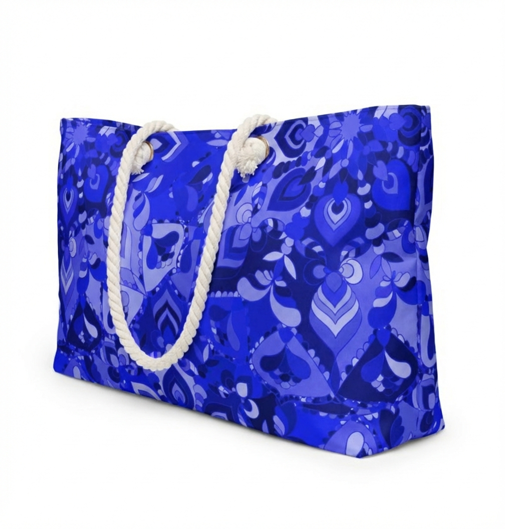 Bold Blue Mandala Weekender Bag - Chic Travel Tote for Adventures