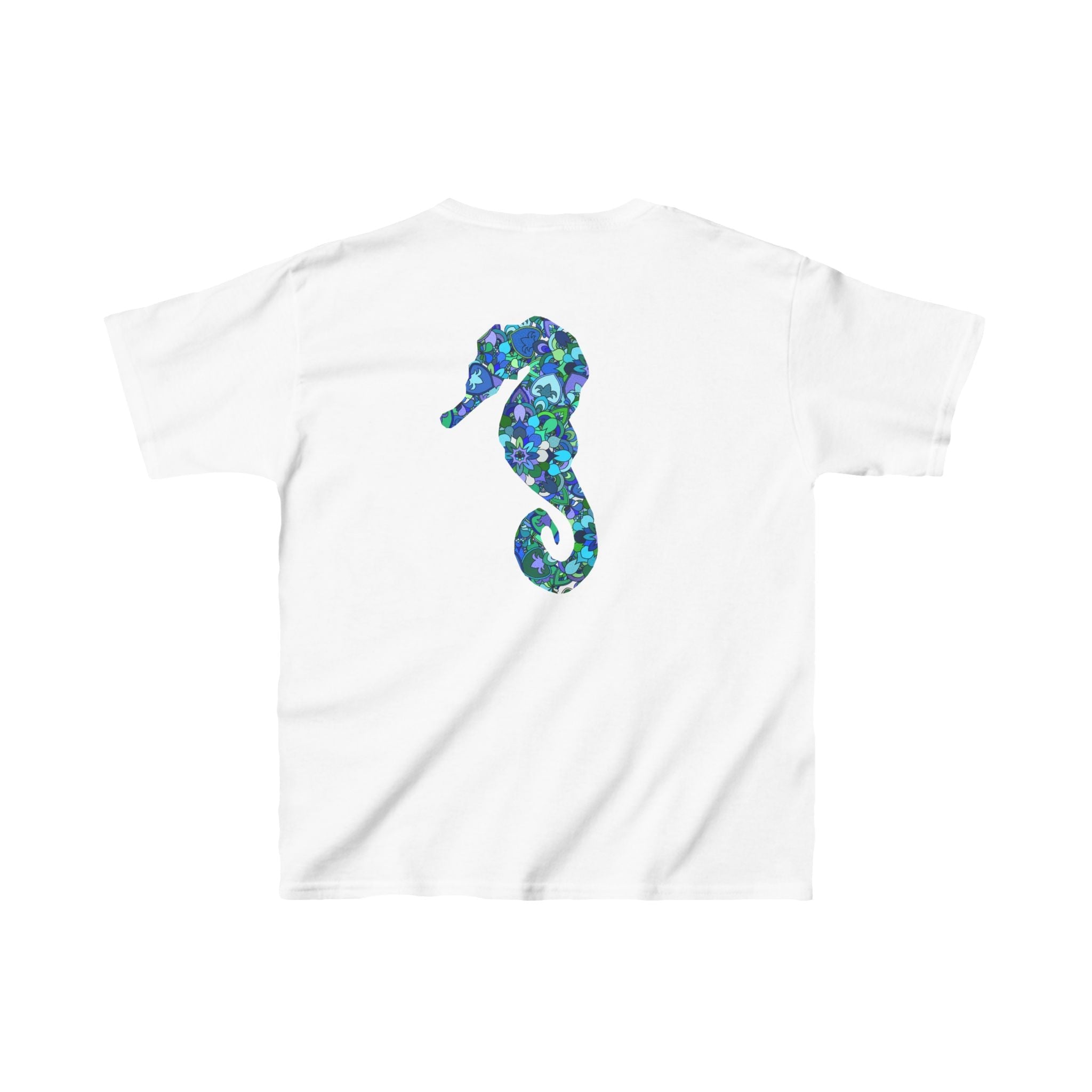 Kids Tee with Mandala Dolphin and Seahorse Design by Blululi Kids clothes - Blululi