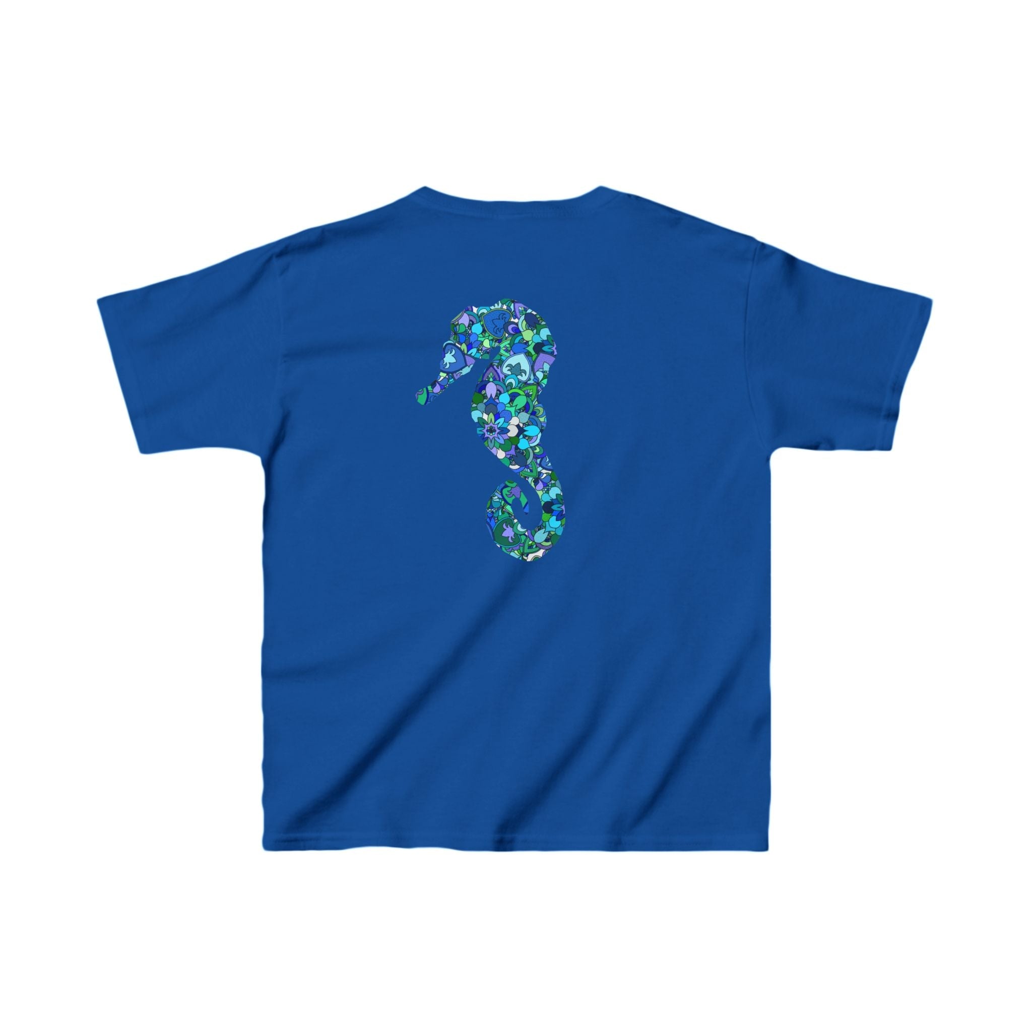 Kids Tee with Mandala Dolphin and Seahorse Design by Blululi Kids clothes - Blululi