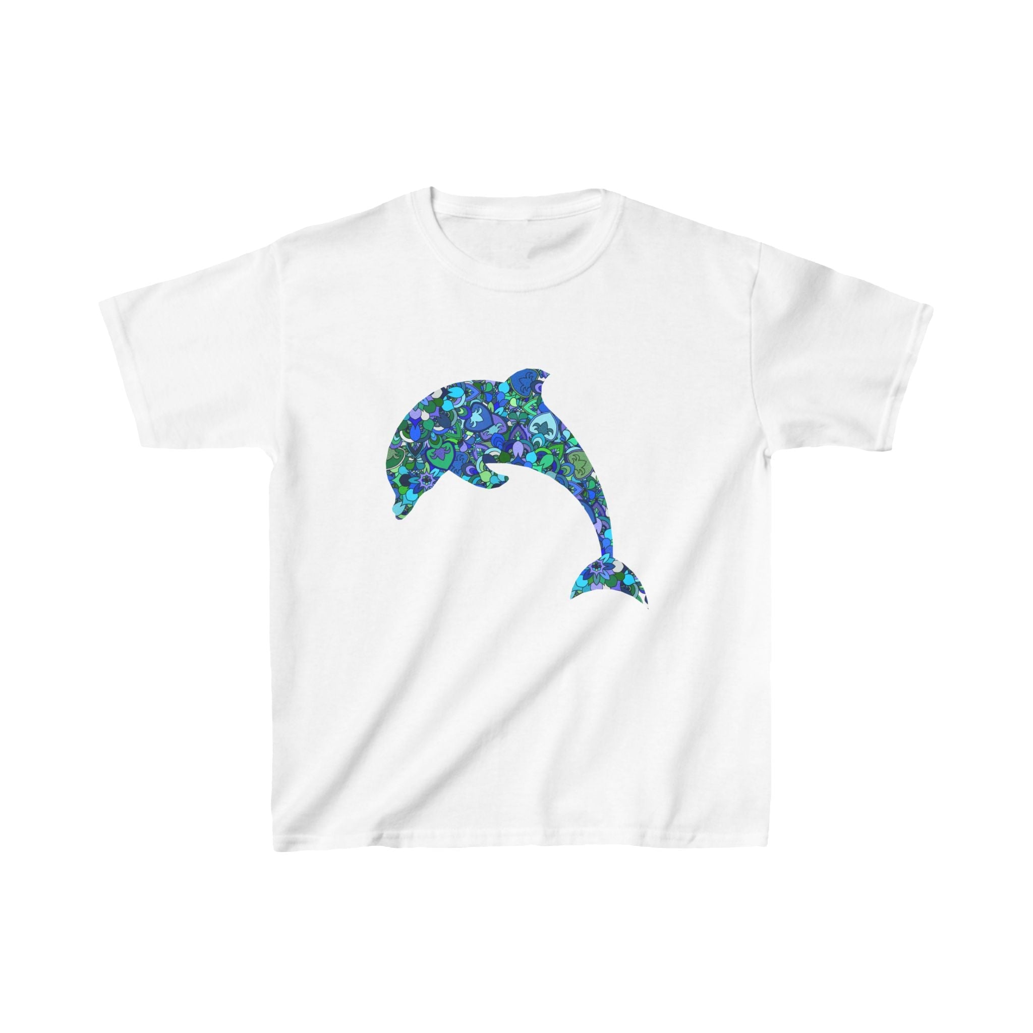 Kids Tee with Mandala Dolphin and Seahorse Design by Blululi Kids clothes - Blululi