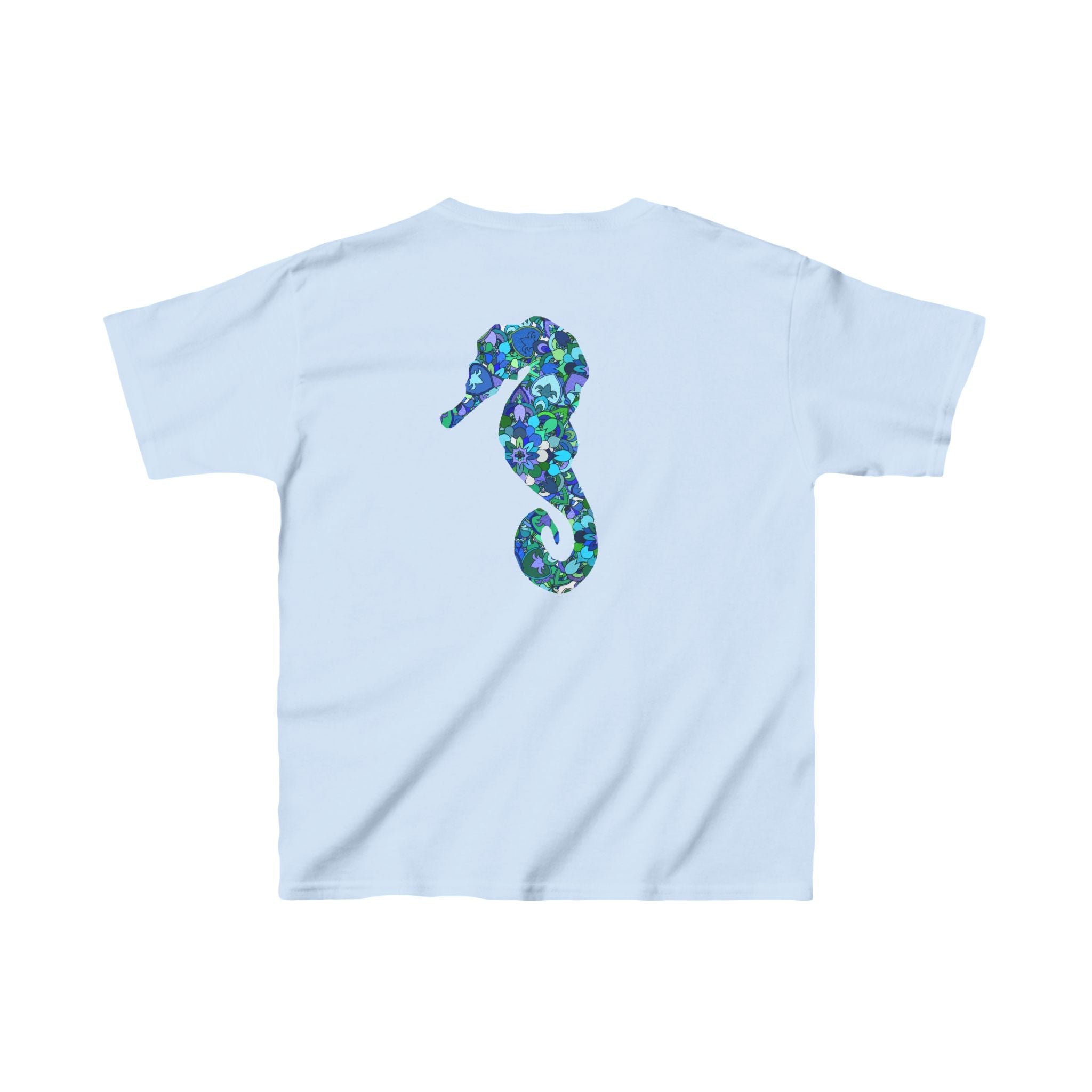 Kids Tee with Mandala Dolphin and Seahorse Design by Blululi Kids clothes - Blululi