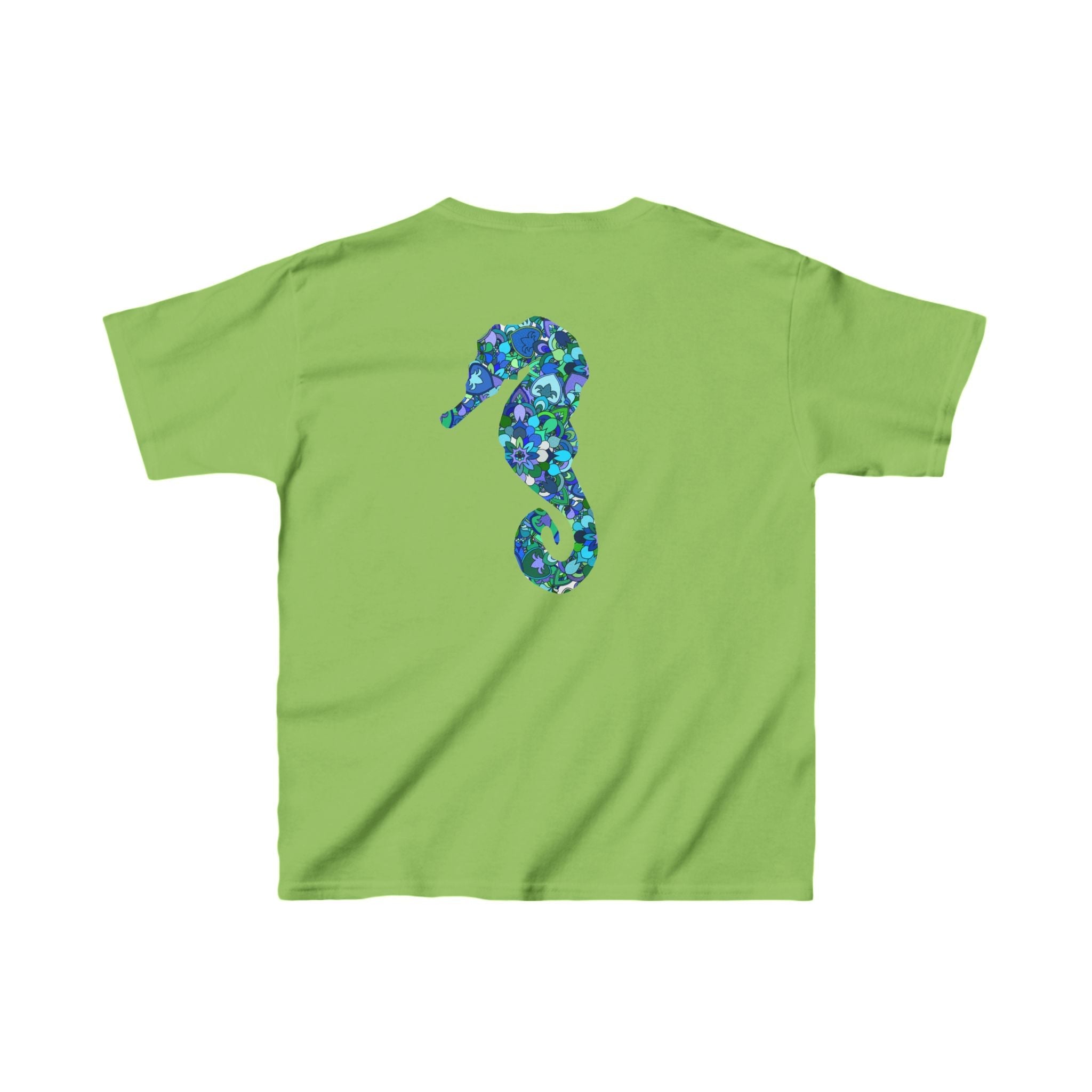 Kids Tee with Mandala Dolphin and Seahorse Design by Blululi Kids clothes - Blululi