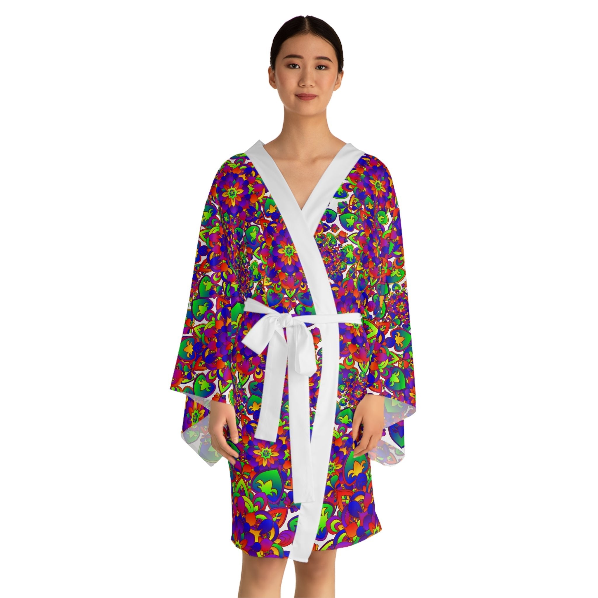 Kimono Robe - Colorful Rainbow Hand Drawn Mandala Artwork All Over Prints - Blululi