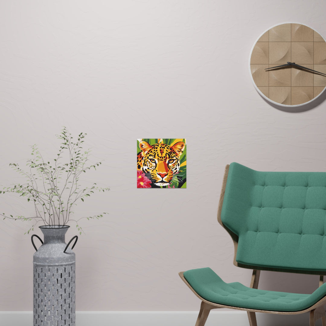 Leopard Face Jungle Poster - Vibrant Animal Art Poster - Blululi