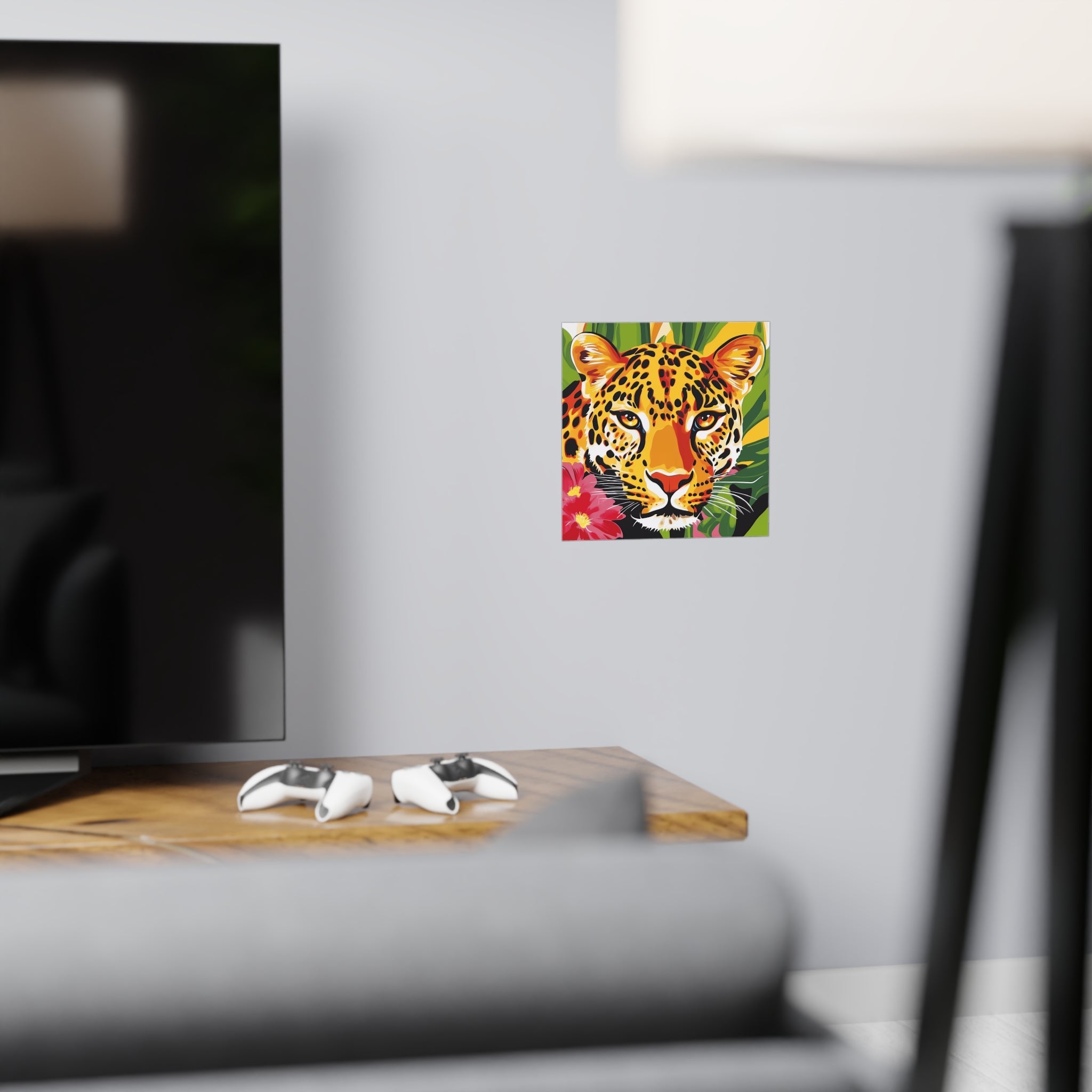 Leopard Face Jungle Poster - Vibrant Animal Art Poster - Blululi