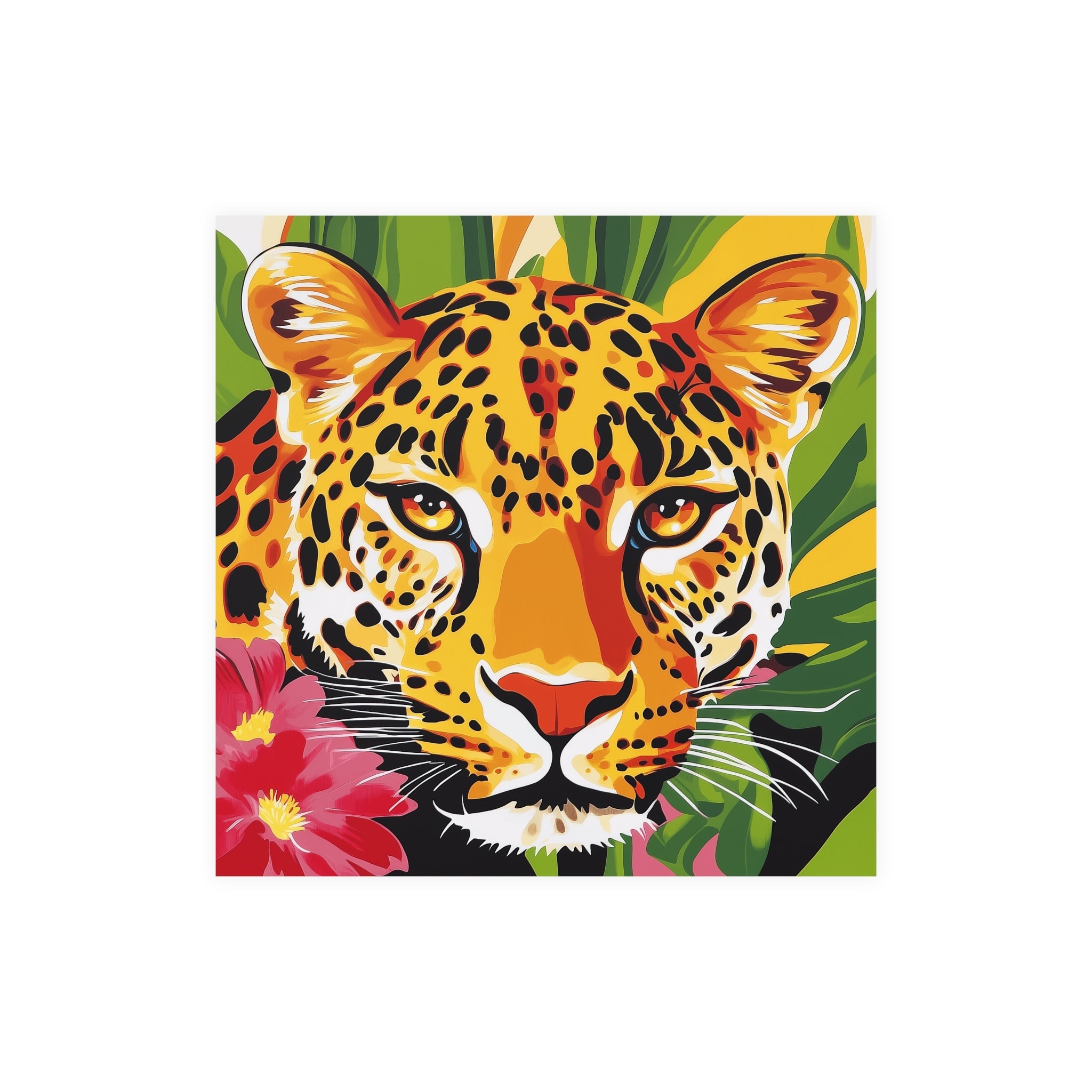 Leopard Face Jungle Poster - Vibrant Animal Art Poster - Blululi