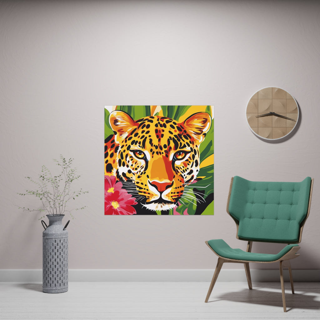 Leopard Face Jungle Poster - Vibrant Animal Art Poster - Blululi