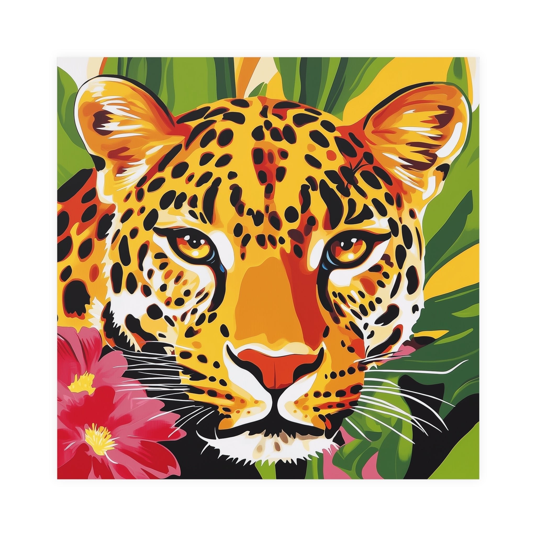 Leopard Face Jungle Poster - Vibrant Animal Art Poster - Blululi