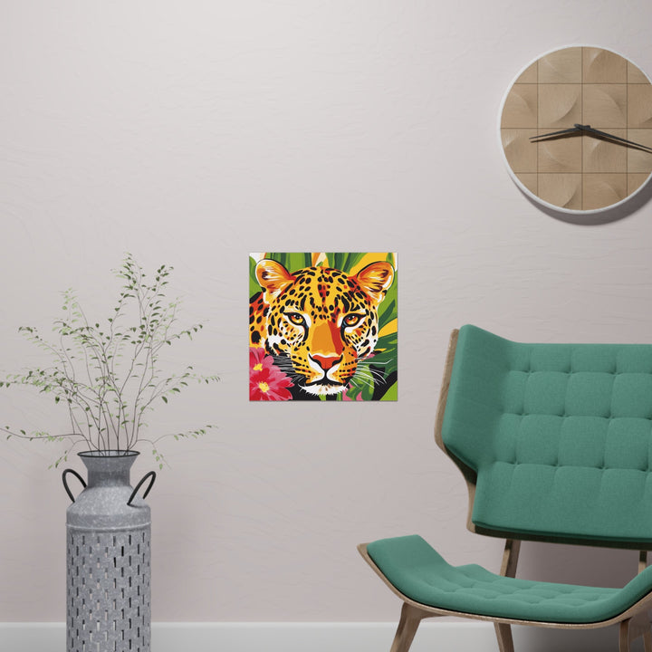 Leopard Face Jungle Poster - Vibrant Animal Art Poster - Blululi