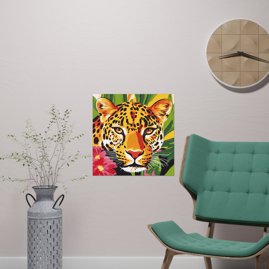 Leopard Face Jungle Poster - Vibrant Animal Art Poster - Blululi