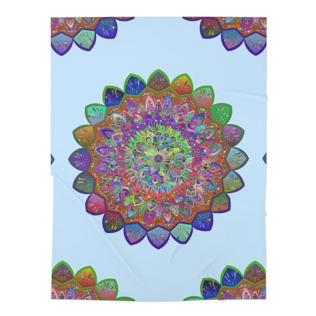 Light Blue Mandala Baby Swaddle Blanket - Soft Jersey Polyester - Blululi