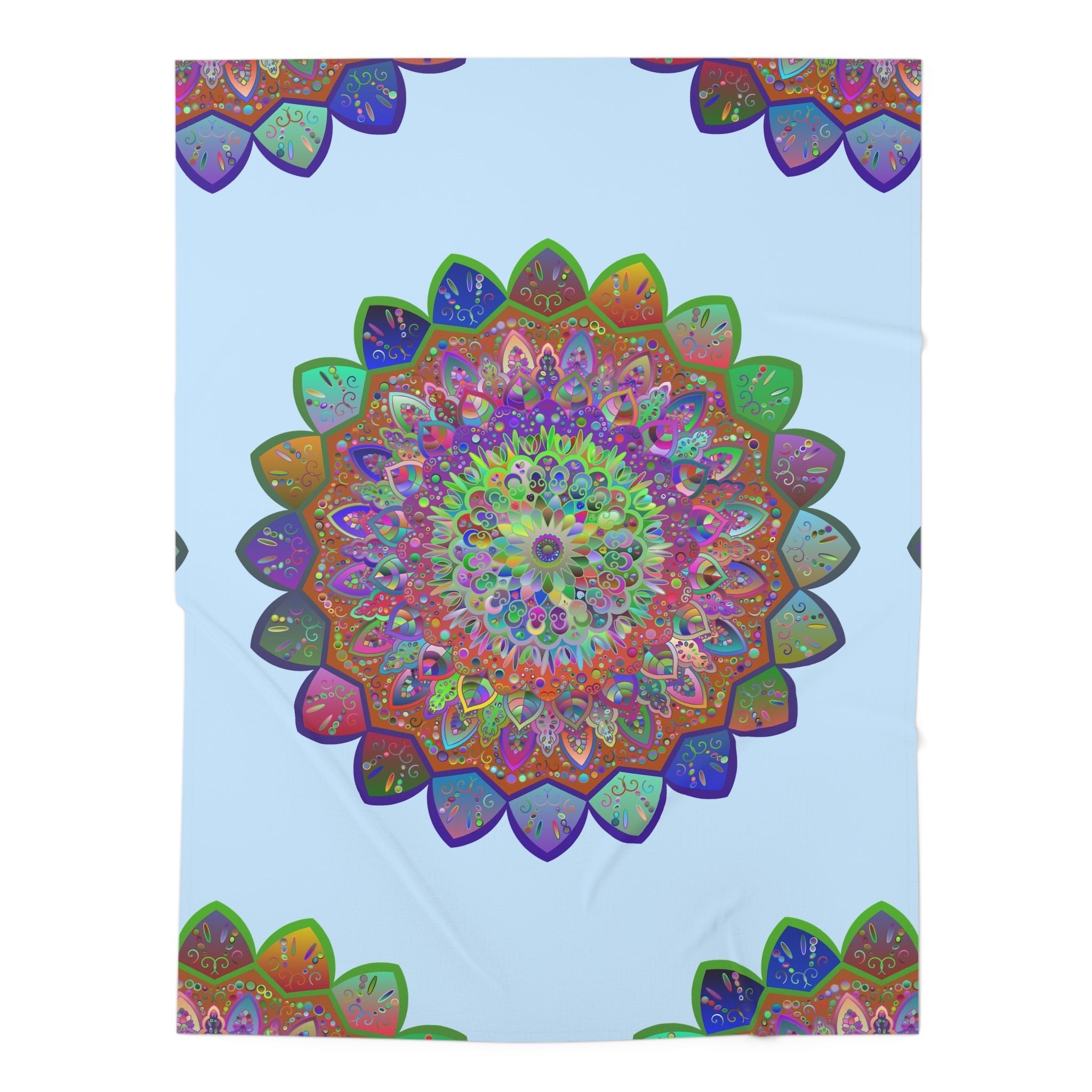 Light Blue Mandala Baby Swaddle Blanket - Soft Jersey Polyester - Blululi