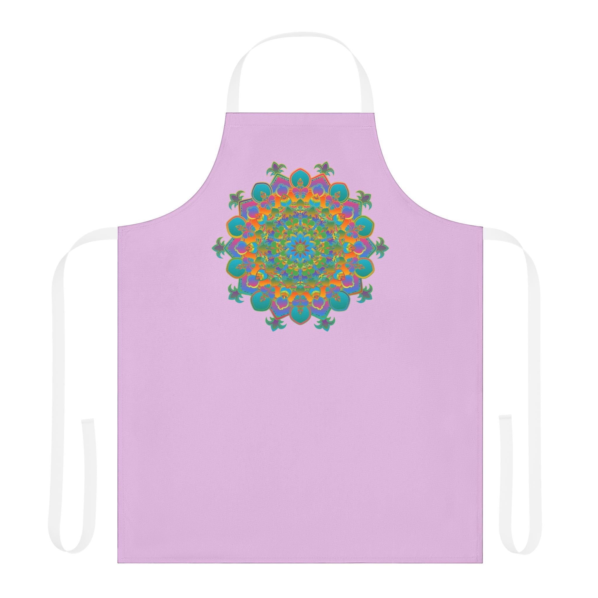 Lilac Mandala Apron - Hand - Drawn Art All Over Prints - Blululi