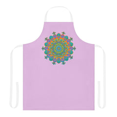 Lilac Mandala Apron - Hand - Drawn Art All Over Prints - Blululi