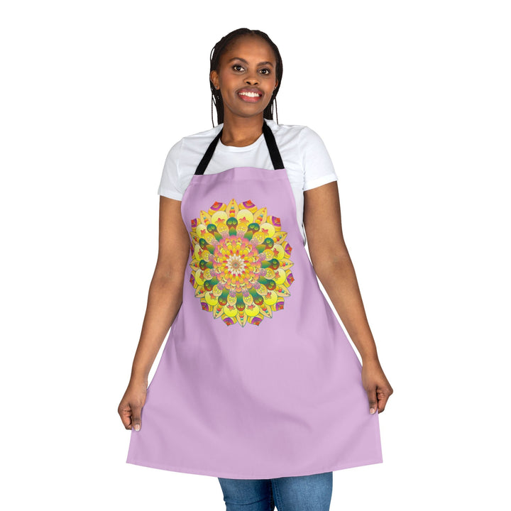 Lilac Mandala Apron - Hand Drawn Art All Over Prints - Blululi