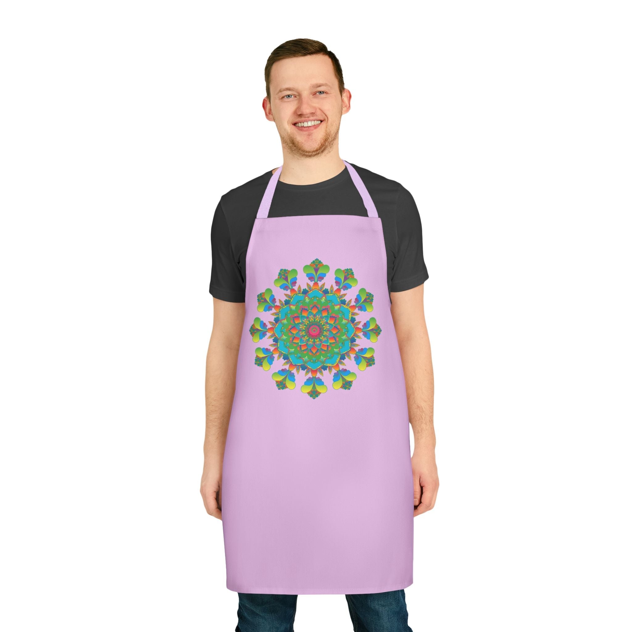 Lilac Mandala Apron - Hand Drawn Art All Over Prints - Blululi