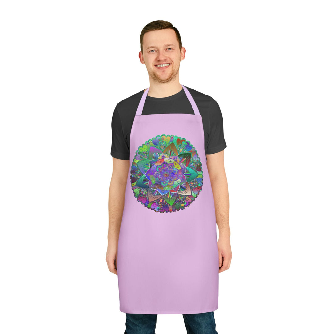 Lilac Mandala Apron - Hand - Drawn Art All Over Prints - Blululi