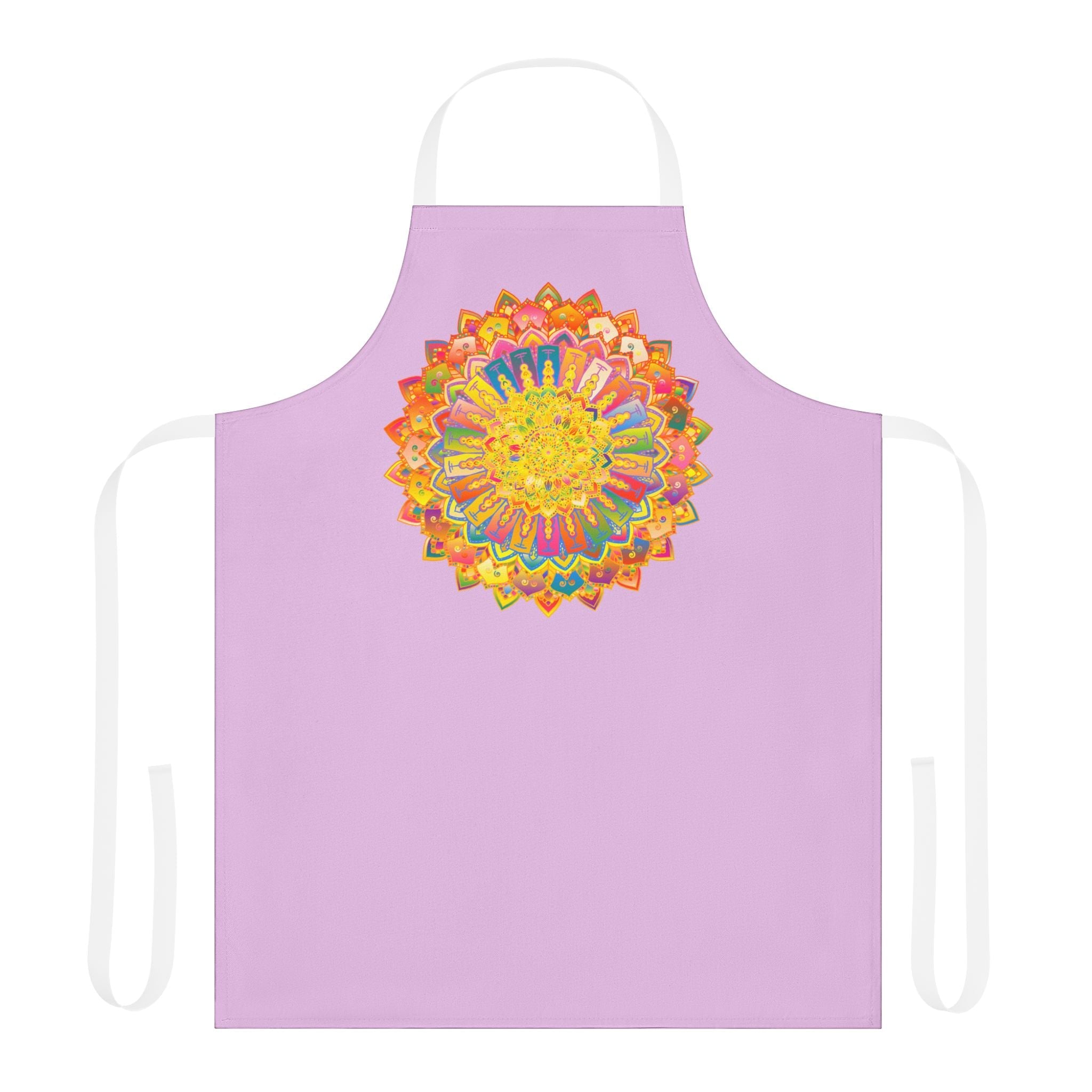 Lilac Mandala Apron - Hand - Drawn Art All Over Prints - Blululi