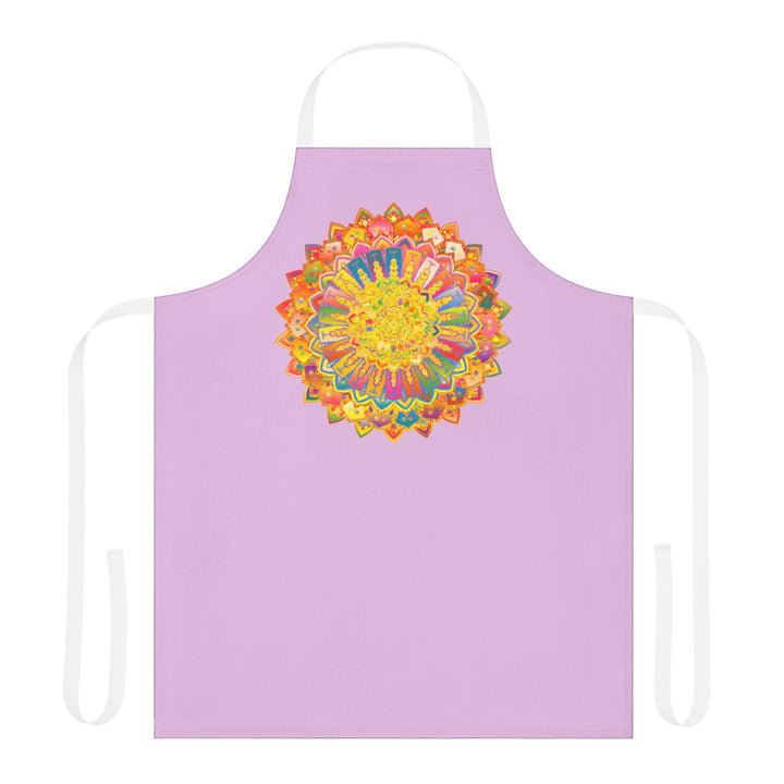 Lilac Mandala Apron - Hand - Drawn Art All Over Prints - Blululi