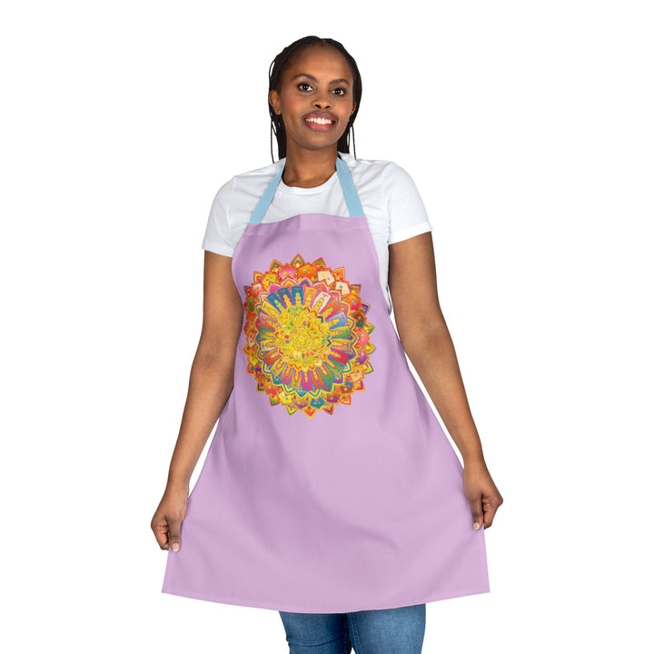 Lilac Mandala Apron - Hand - Drawn Art All Over Prints - Blululi