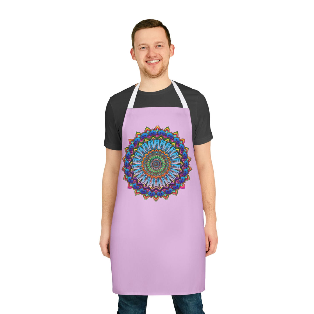 Lilac Mandala Apron - Hand - Drawn Art All Over Prints - Blululi