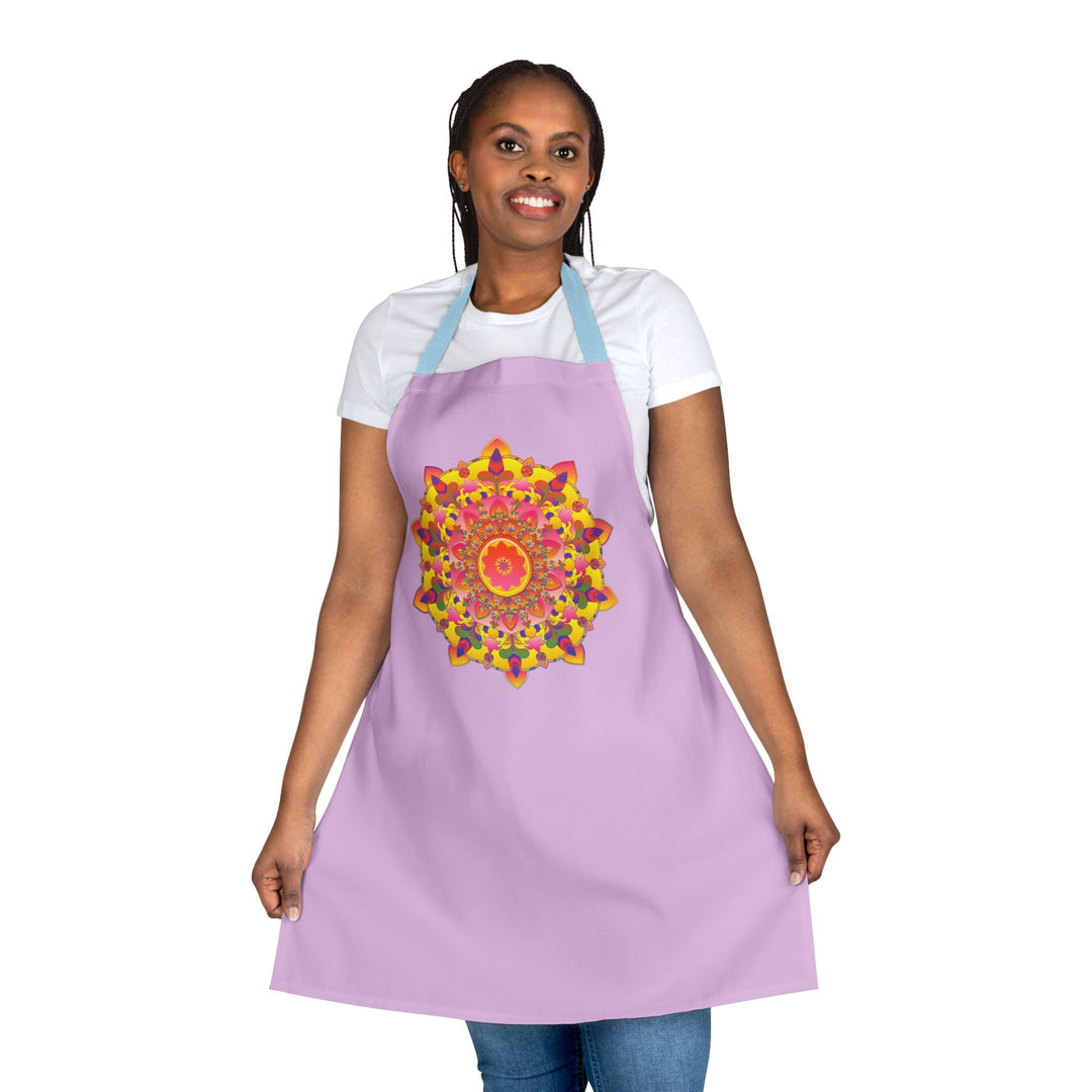 Lilac Mandala Apron - Hand - Drawn Art All Over Prints - Blululi