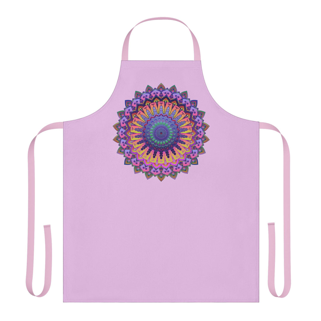 Lilac Mandala Apron - Hand - Drawn Art All Over Prints - Blululi