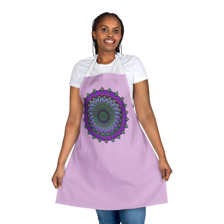 Lilac Mandala Apron - Hand Drawn Art All Over Prints - Blululi