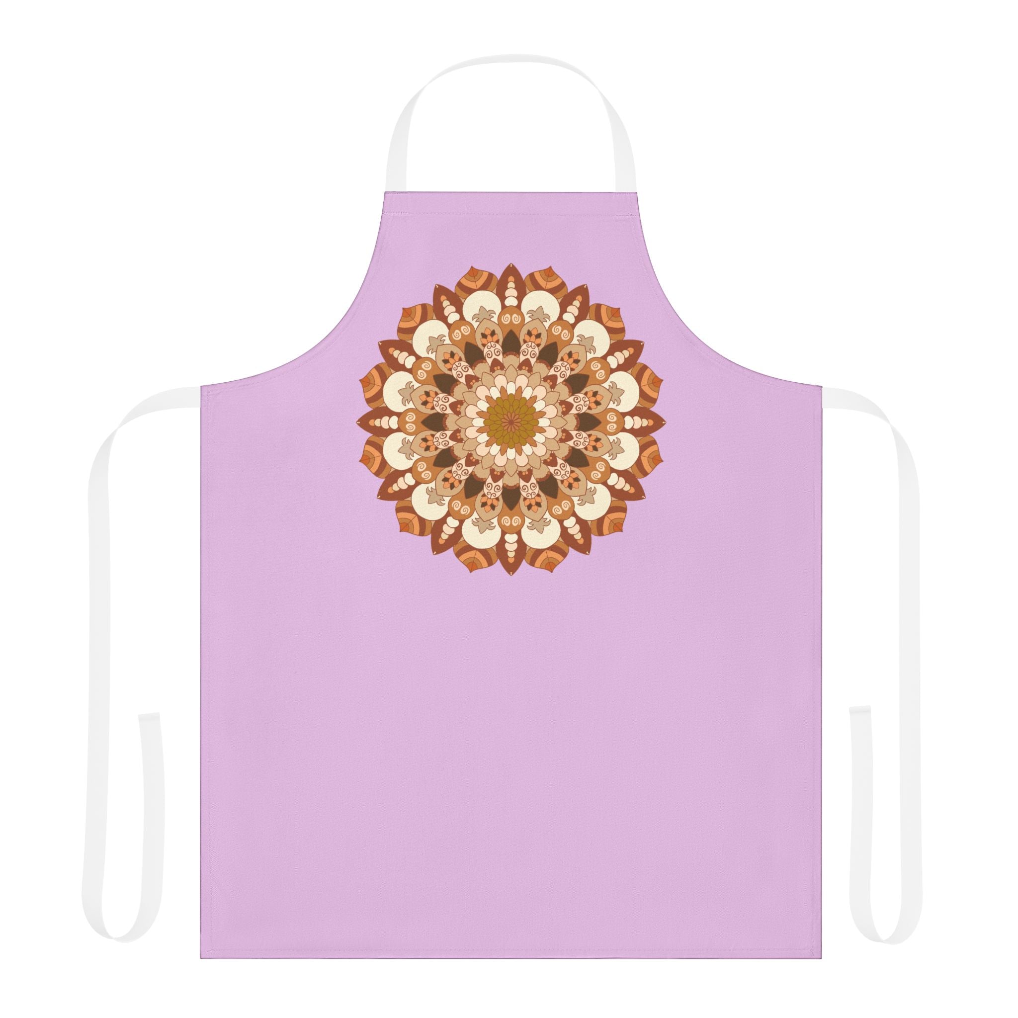 Lilac Mandala Apron - Hand - Drawn Art All Over Prints - Blululi