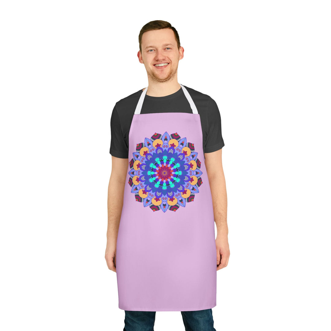 Lilac Mandala Apron - Hand - Drawn Art All Over Prints - Blululi