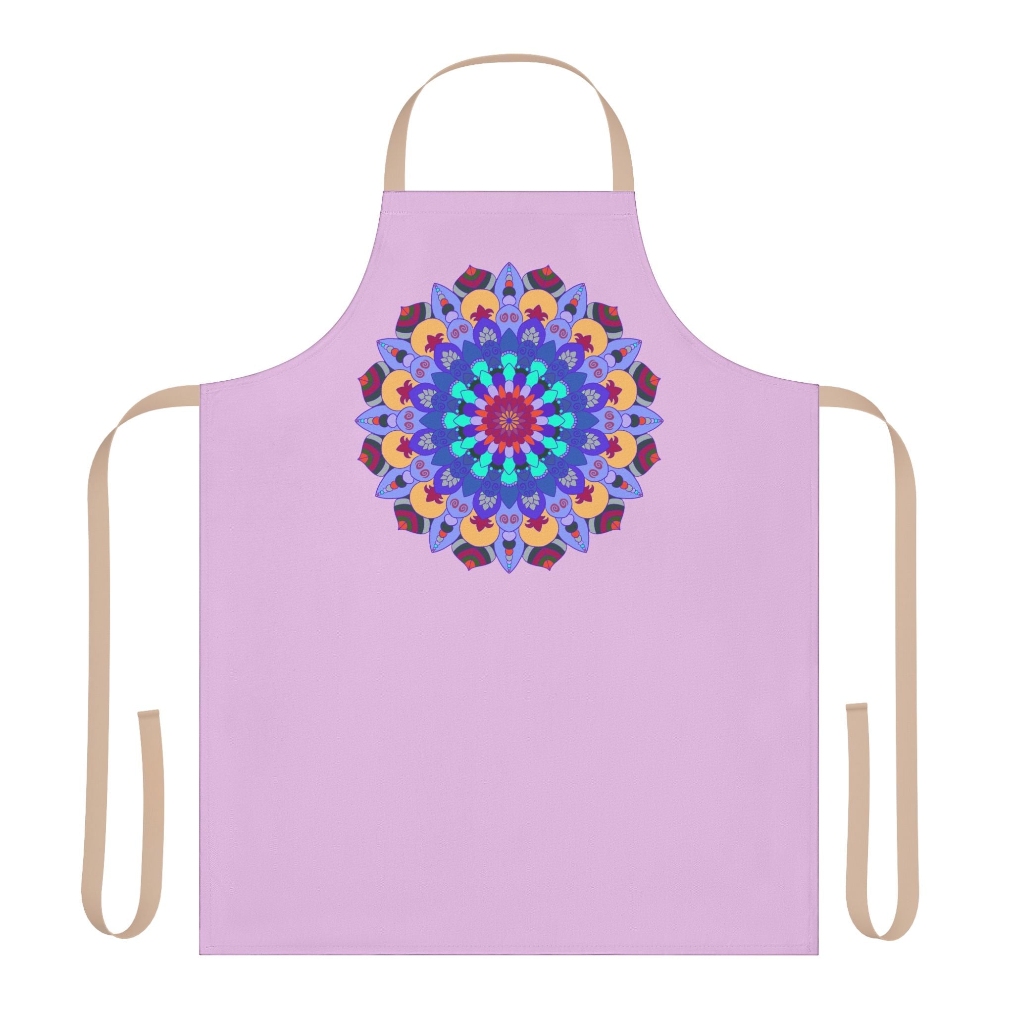 Lilac Mandala Apron - Hand - Drawn Art All Over Prints - Blululi