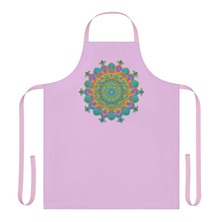 Lilac Mandala Apron - Hand - Drawn Art All Over Prints - Blululi