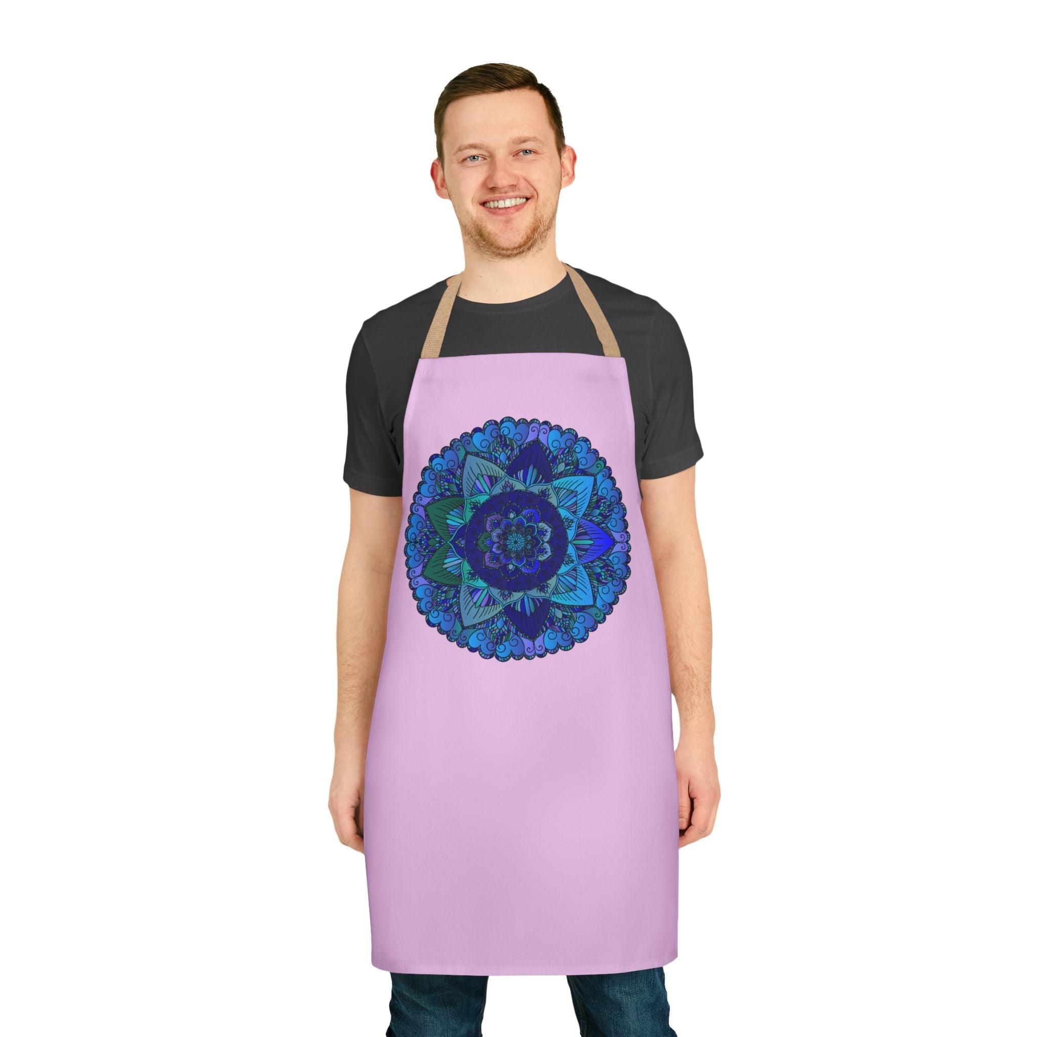 Lilac Mandala Apron - Hand Drawn Art All Over Prints - Blululi