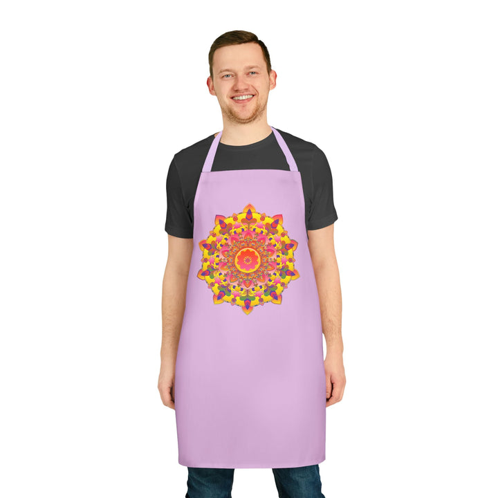 Lilac Mandala Apron - Hand - Drawn Art All Over Prints - Blululi