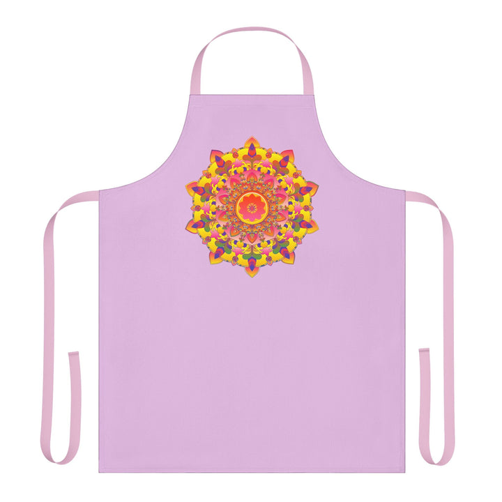 Lilac Mandala Apron - Hand - Drawn Art All Over Prints - Blululi