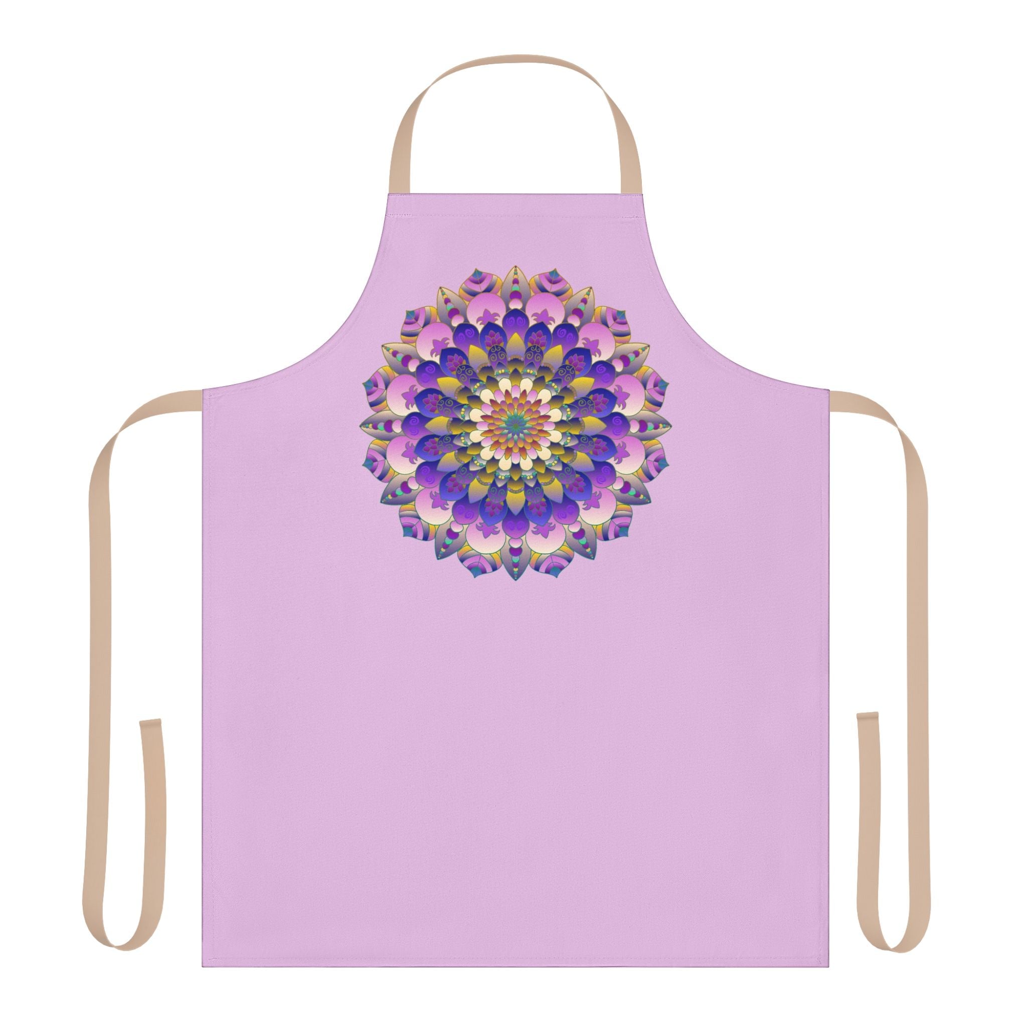 Lilac Mandala Apron - Hand - Drawn Art All Over Prints - Blululi