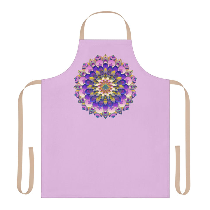 Lilac Mandala Apron - Hand - Drawn Art All Over Prints - Blululi