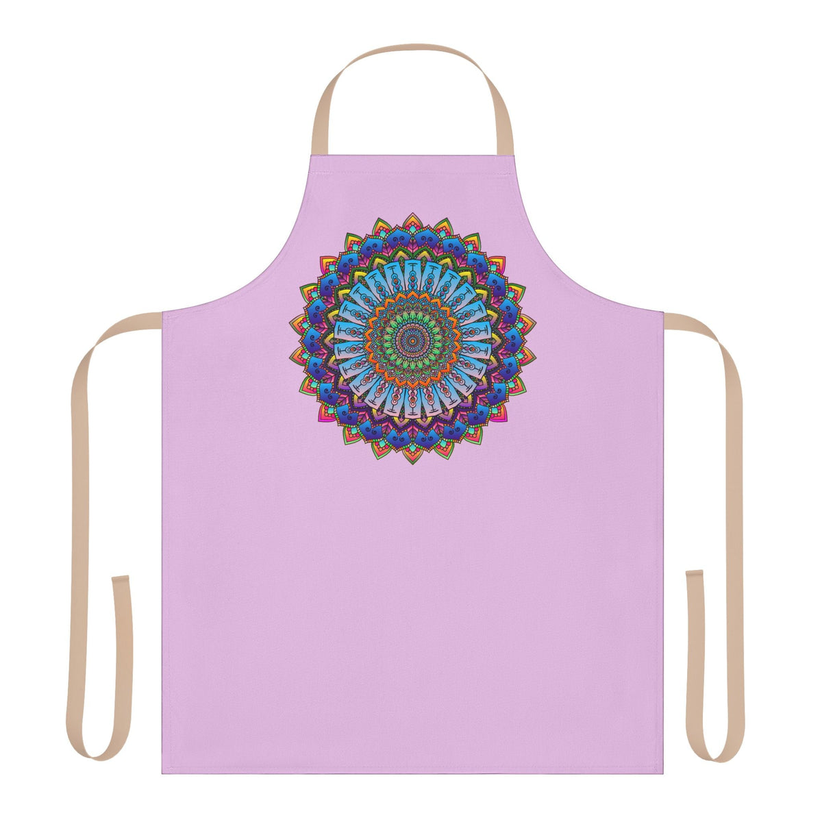 Lilac Mandala Apron - Hand - Drawn Art All Over Prints - Blululi