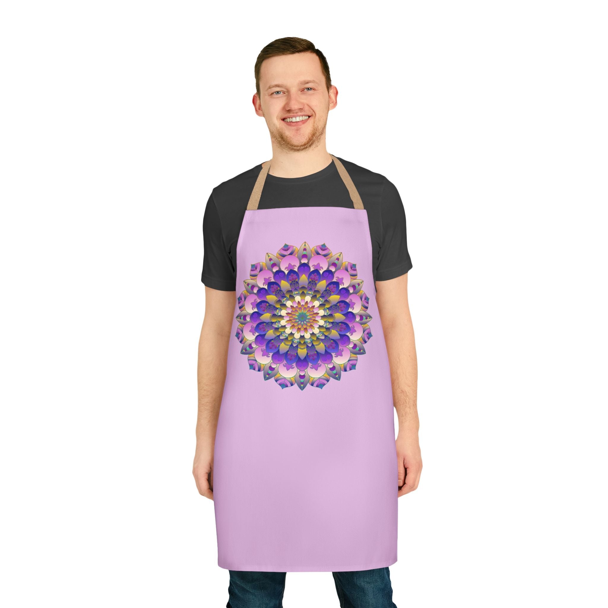 Lilac Mandala Apron - Hand - Drawn Art All Over Prints - Blululi