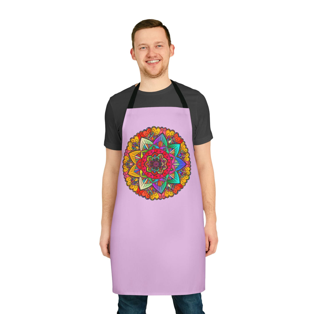 Lilac Mandala Apron - Hand Drawn Art All Over Prints - Blululi