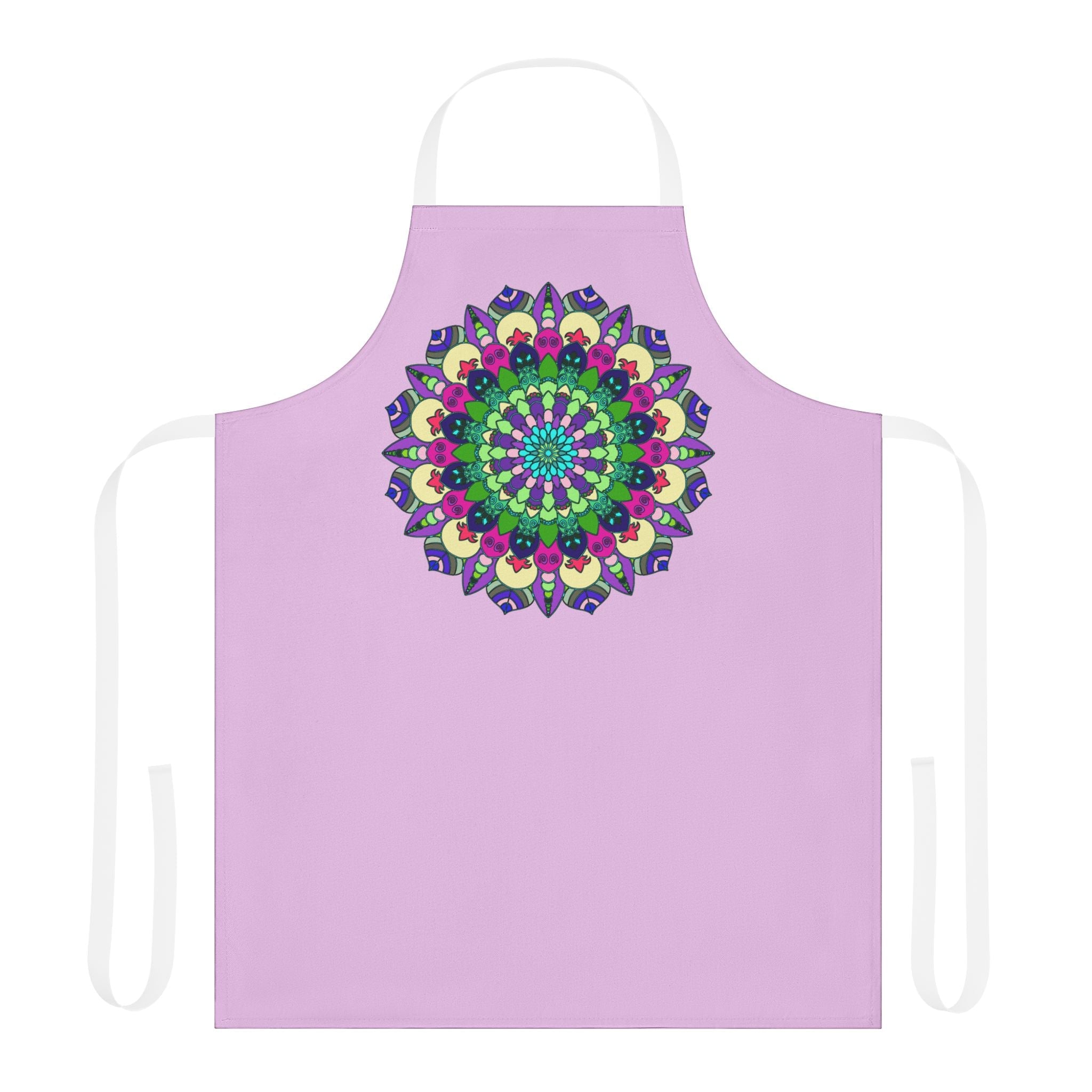 Lilac Mandala Apron - Hand Drawn Art All Over Prints - Blululi