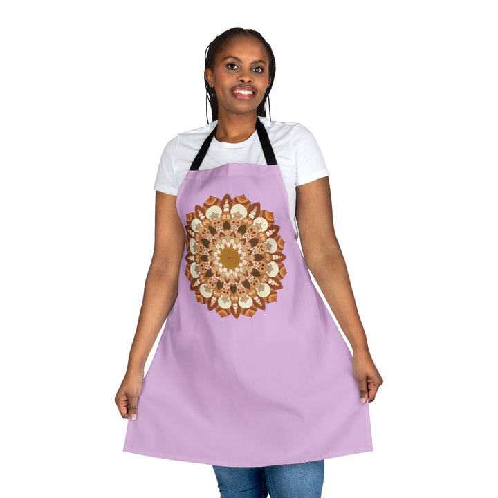 Lilac Mandala Apron - Hand - Drawn Art All Over Prints - Blululi