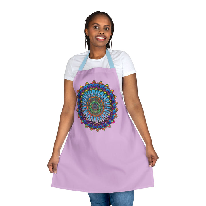 Lilac Mandala Apron - Hand - Drawn Art All Over Prints - Blululi