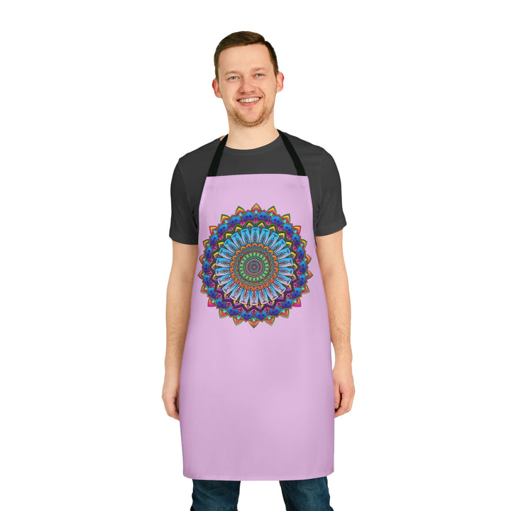 Lilac Mandala Apron - Hand - Drawn Art All Over Prints - Blululi