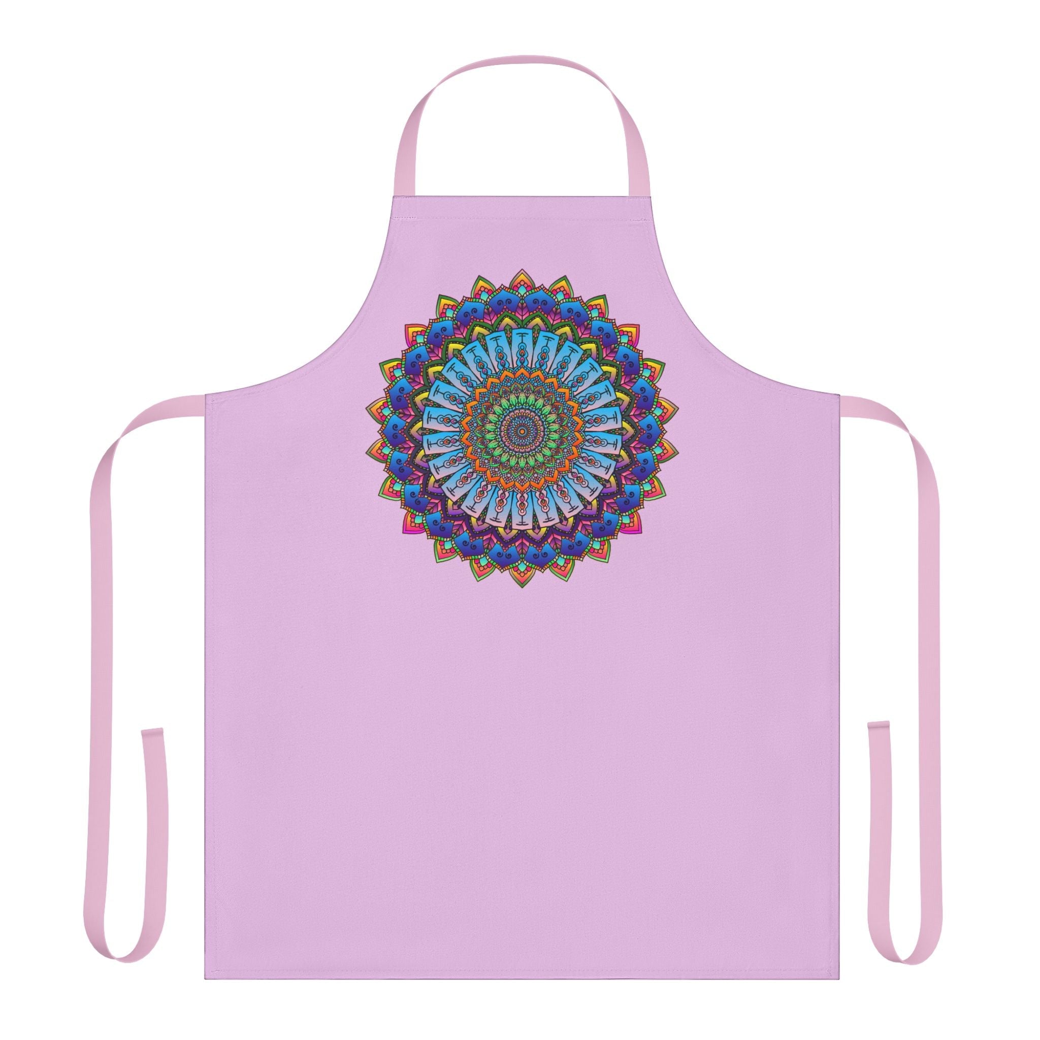 Lilac Mandala Apron - Hand - Drawn Art All Over Prints - Blululi