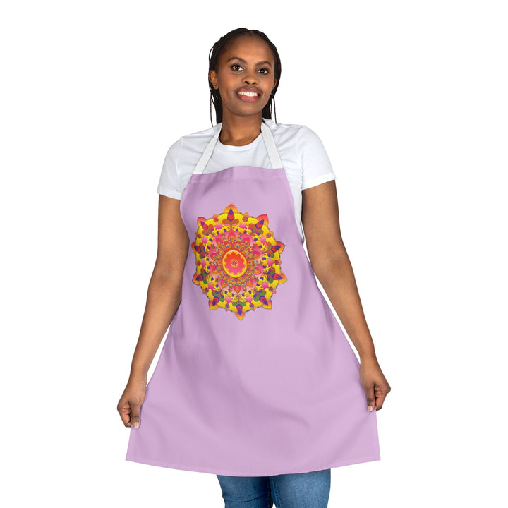 Lilac Mandala Apron - Hand - Drawn Art All Over Prints - Blululi